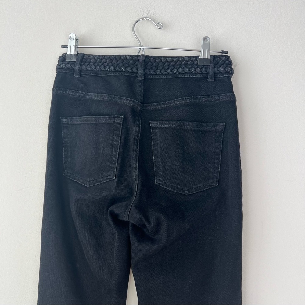 Maje Platane Braided Trim Flare Jeans Black - Picture 7 of 10